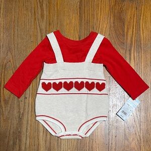 NWT Baby Cat and Jack Red Heart Set 0-3 M/6-9M